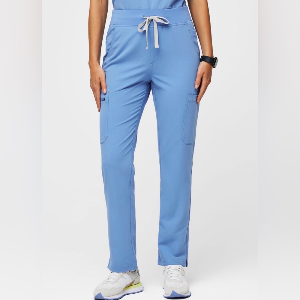 Figs Yola Ceil Blue Medium Petite High Waisted Skinny Scrub Pants Women’s